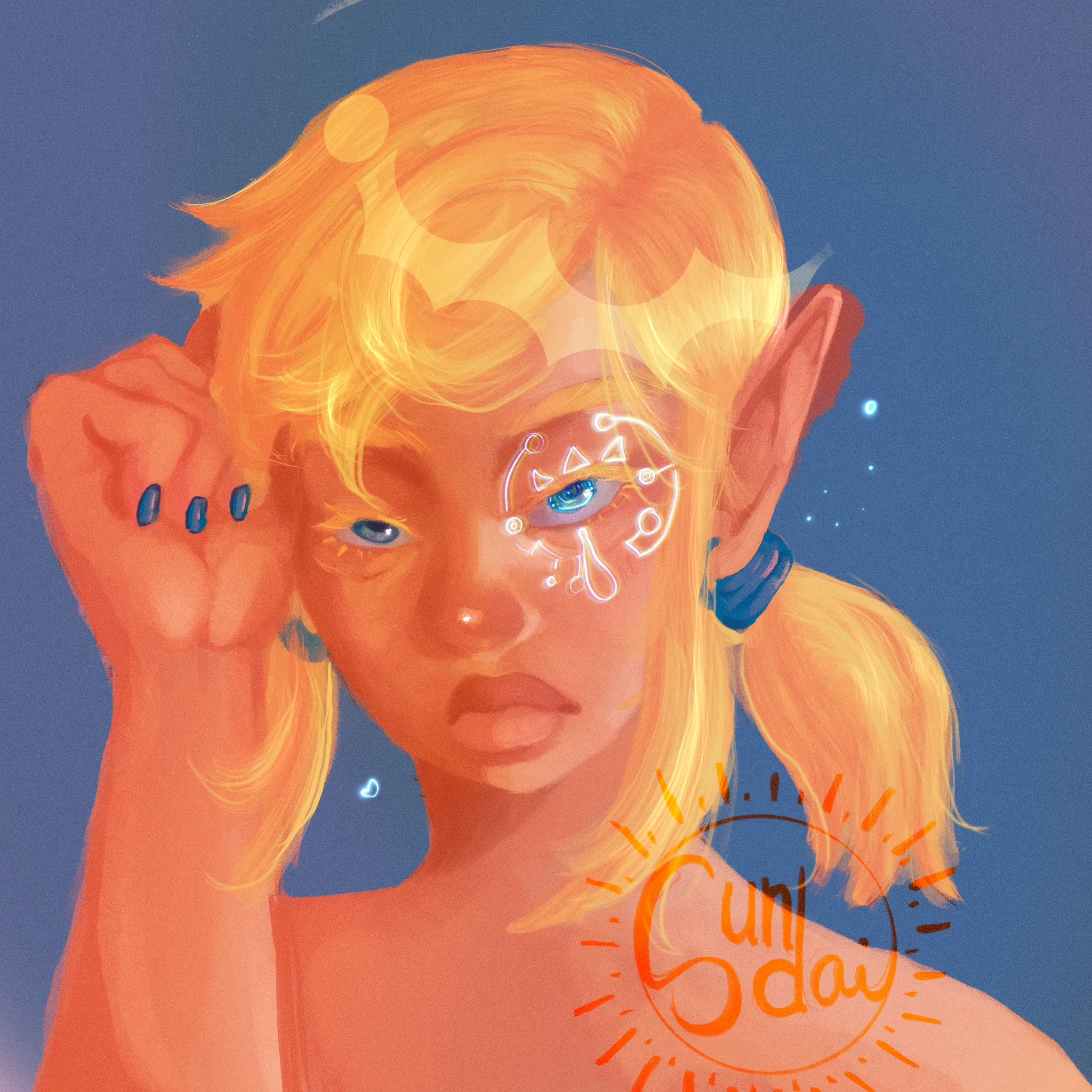 Blonde pixie character artwork