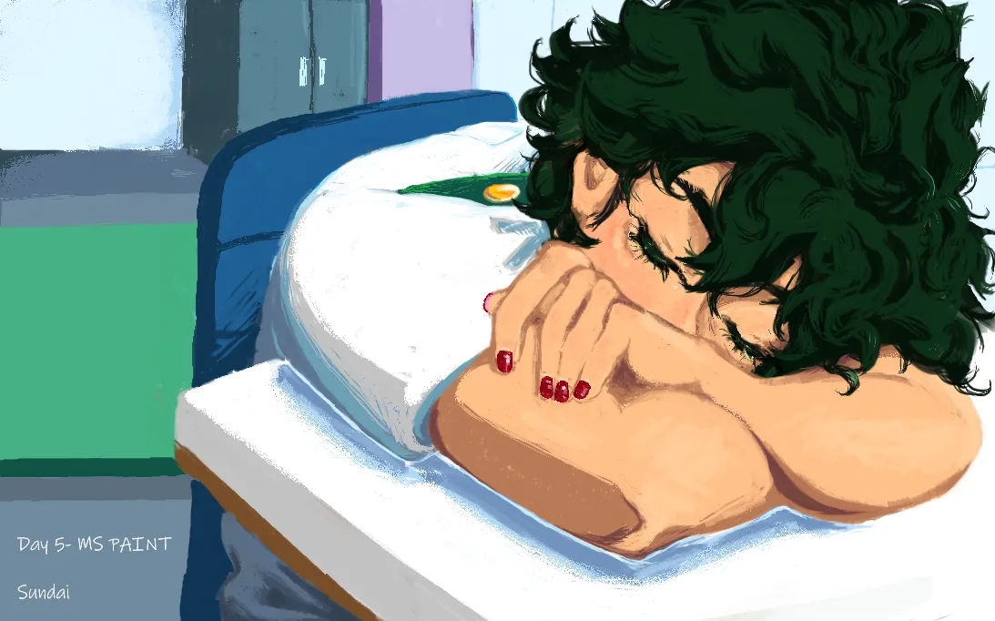 Sleeping on desk artwork